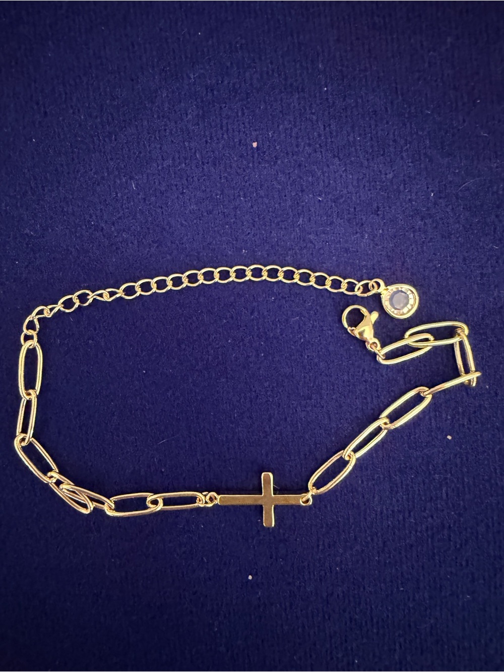 Gold Cross Paperclip Bracelet for Women - Classic Gold Tone